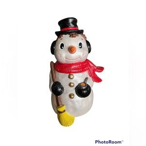 Adorable Vintage Hand-Painted Ceramic Snowman Scioto 1987 Christmas Decor